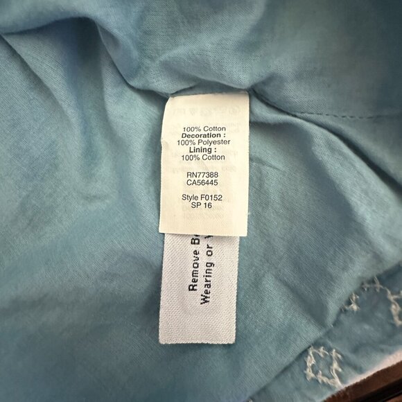 Women's XXS Madewell Blue Embroidered Tie-Sleeve Dress Mini Summer Dress - Picture 10 of 11